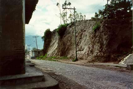 Platform mound, Andrade Marin; cut by road.