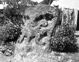 Stone heads, such as this one in Melekeok village, are usually located in the hills away from the villages. When they were made and their purpose is unknown.
