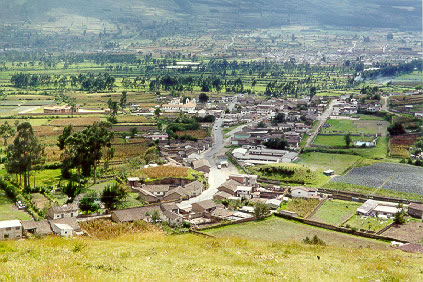 Two quadrilateral mounds in González Suárez (lower center of photo on either side of road). Two quadrilateral mounds in González Suárez (lower center of photo on either side of road).